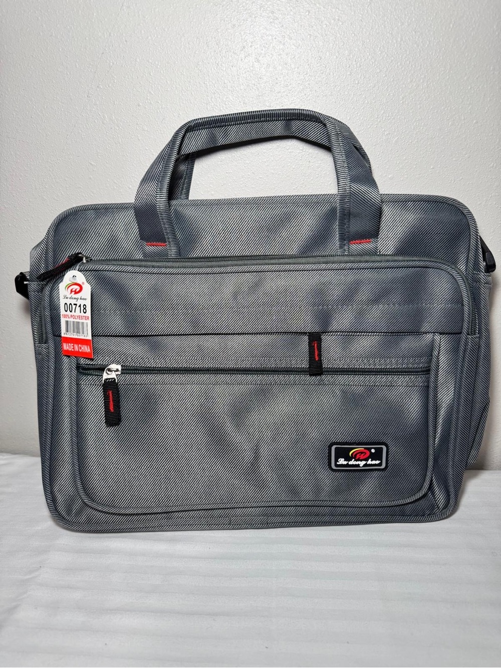 Unbranded Gray Laptop Briefcase with Red Accents